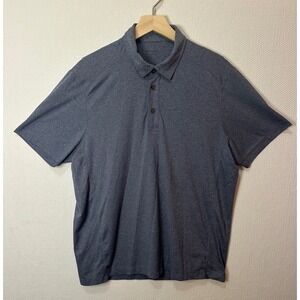 UNTUCKit Mens Large Polo Shirt Short Sleeve Heathered Blue/Grey Stretch L